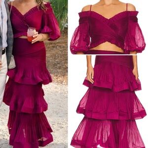 Zimmermann Set Berry Top size 2 and Rhythmic tiered Skirt size 1 Zimmerman EUC